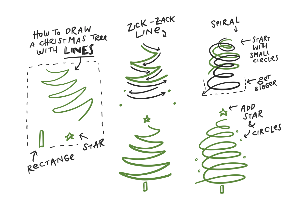 1200x848 Three Simple Ways How To Draw A Christmas Tree