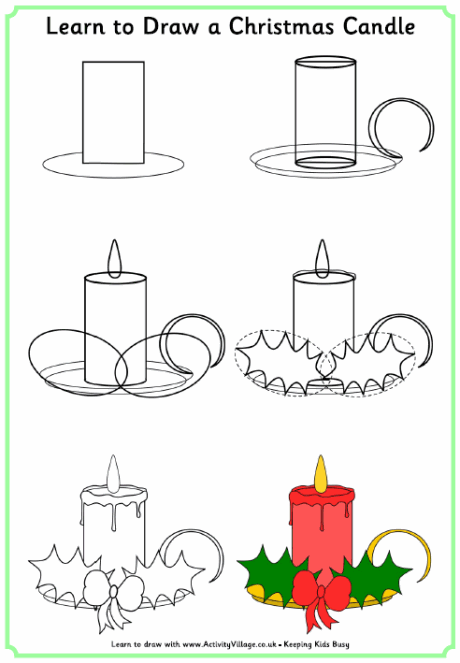 460x663 Learn To Draw A Christmas Candle How To Draw