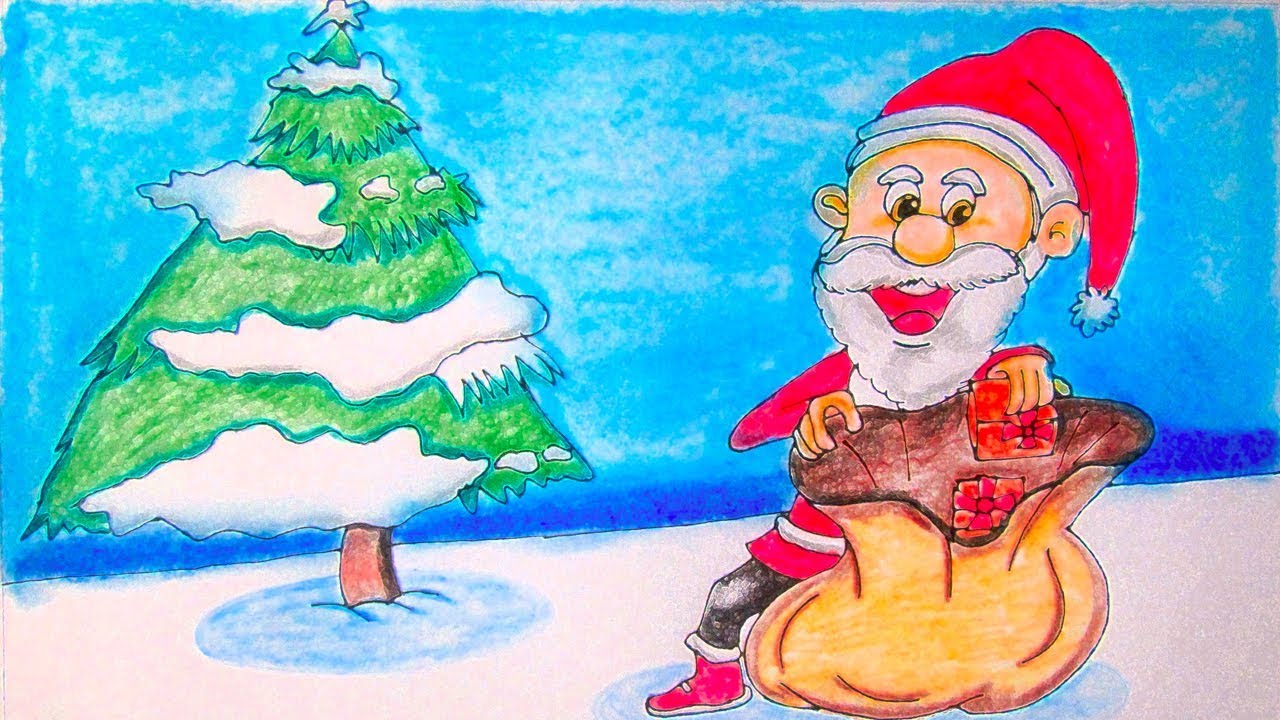 1280x720 How To Draw Santa Claus Cartoons For Kids 25 December