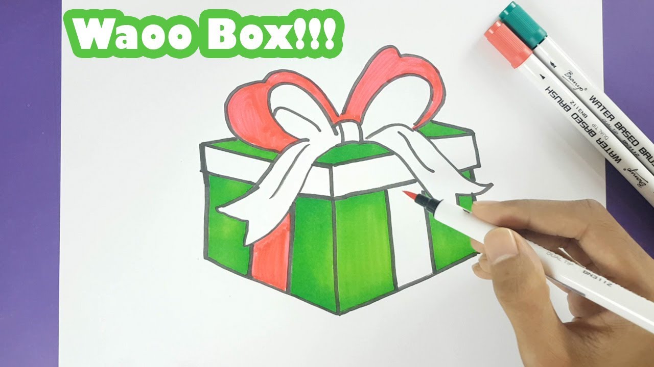 1280x720 How To Draw An Amazing Christmas Gift Box And Color It Step By