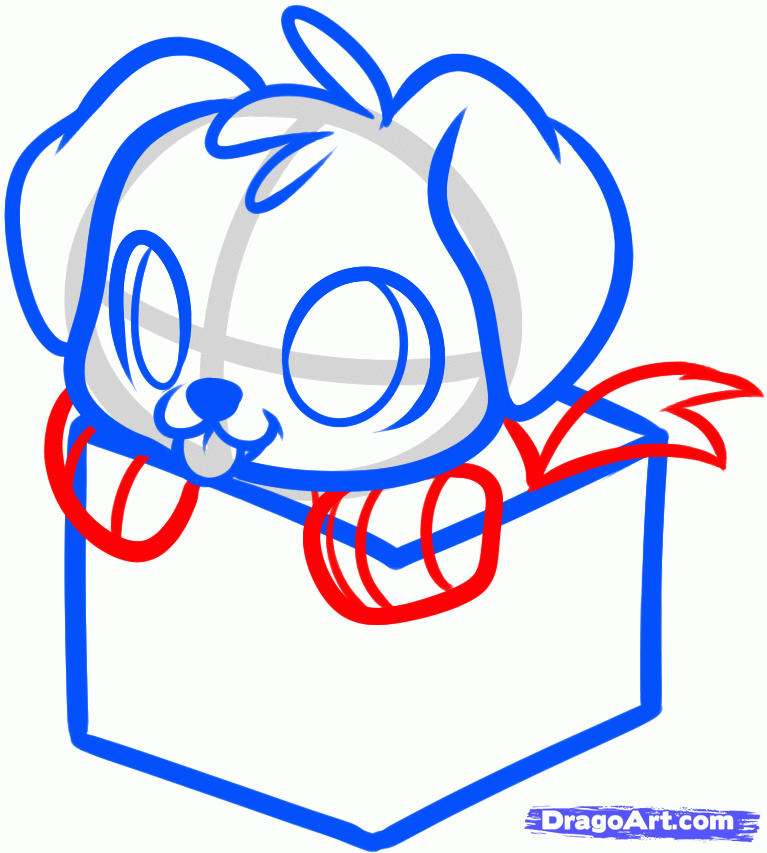 767x853 How To Draw A Christmas Puppy, Christmas Present Step 6 District