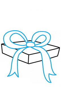 215x382 How To Draw A Christmas Gift, Present, Easy Step By Step Drawing