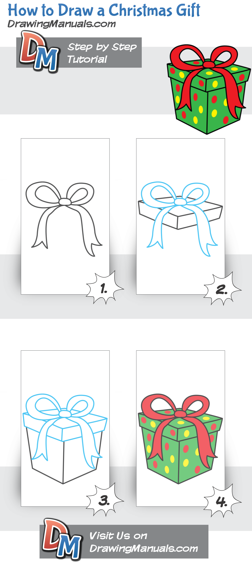 1024x2288 How To Draw A Christmas Gift, Present Rysuneczki