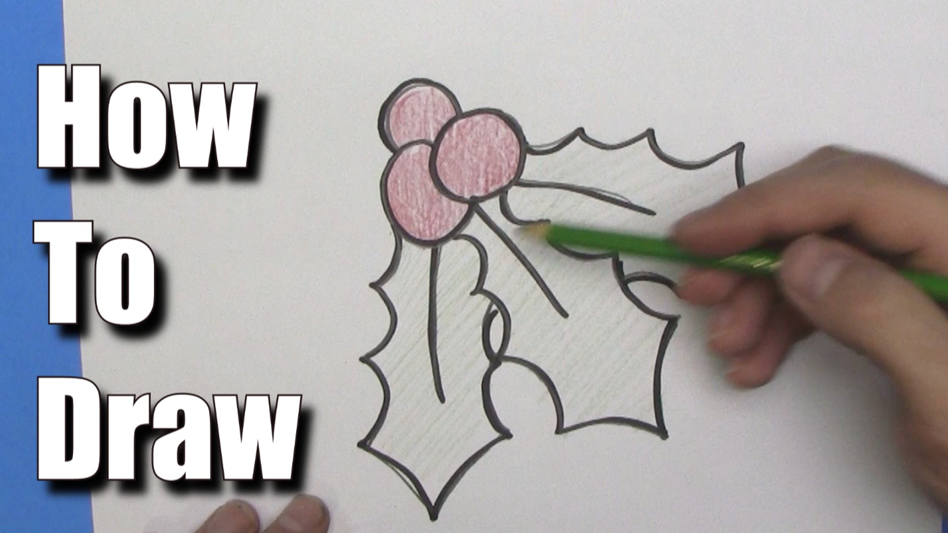 1920x1080 How To Draw Christmas Holly Step By Step