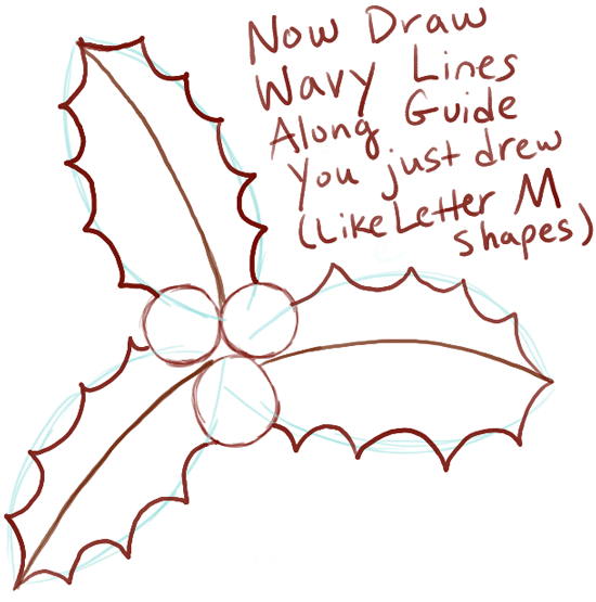 550x555 How To Draw Christmas Holly With Easy Tutorial