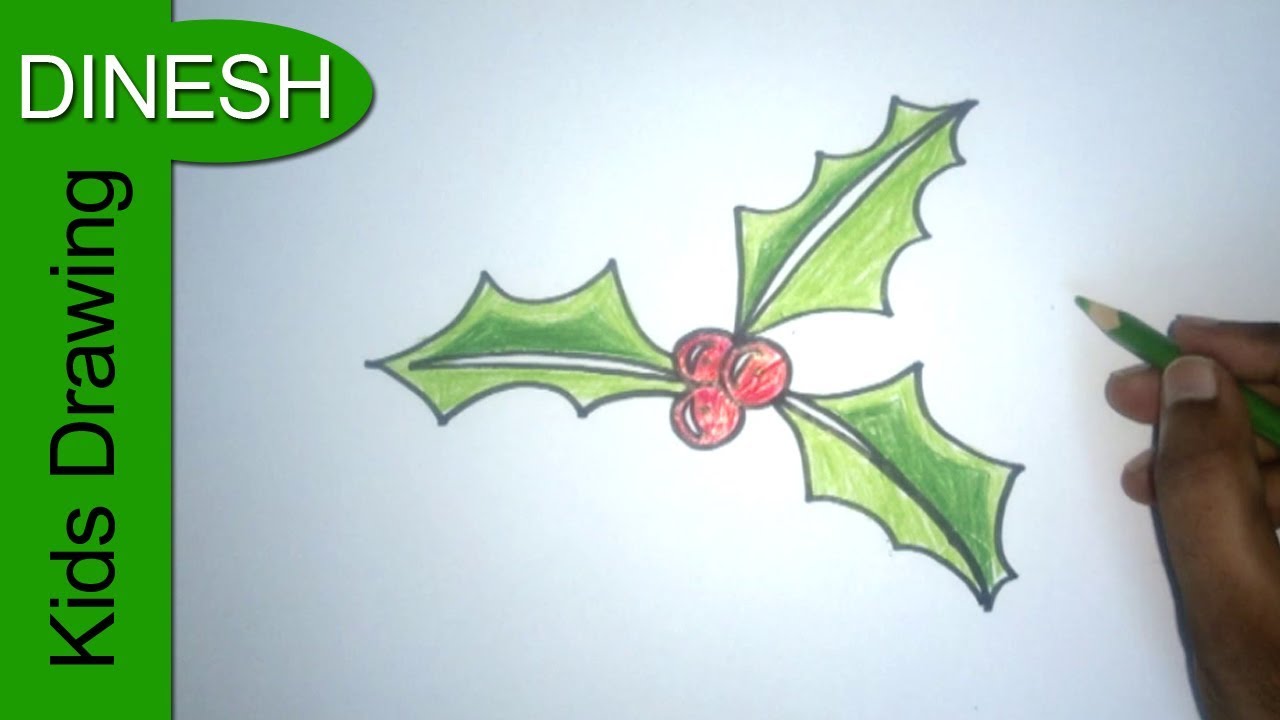 1280x720 How To Draw A Christmas Holly Christmas Drawing
