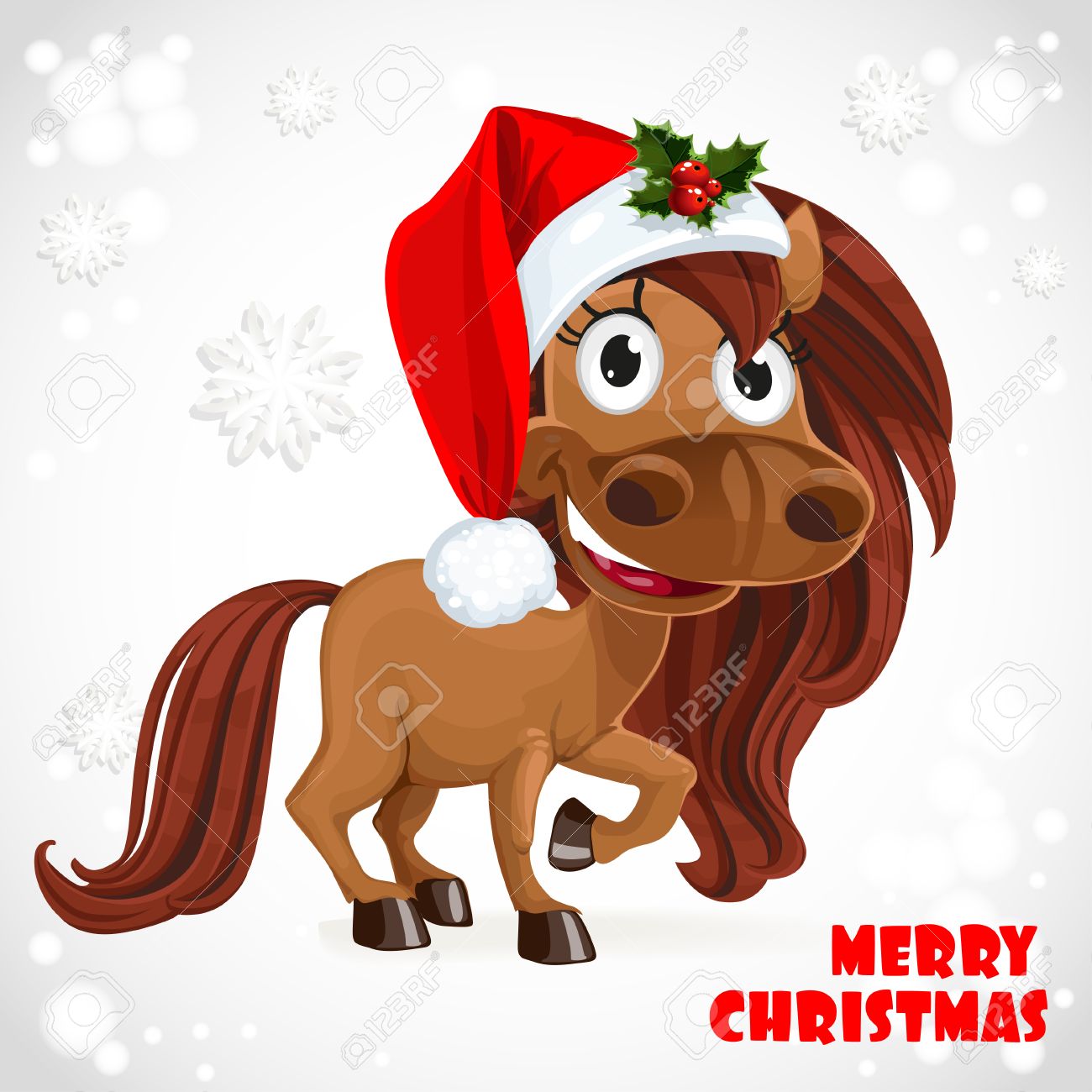 1300x1300 Cute Horse On Christmas Card Royalty Free Cliparts, Vectors,