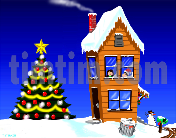 571x447 Free Drawing Of Country Christmas House From The Category