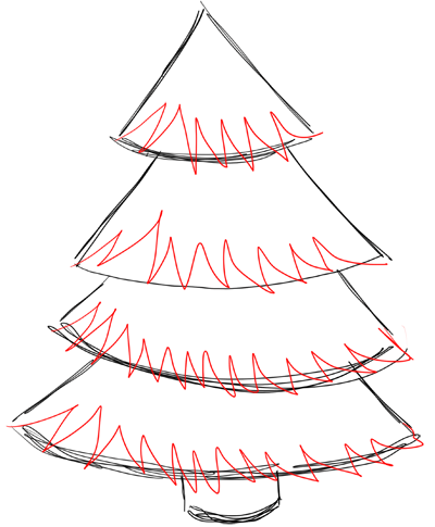 400x485 How To Draw Christmas Trees Step By Step Drawing Lesson