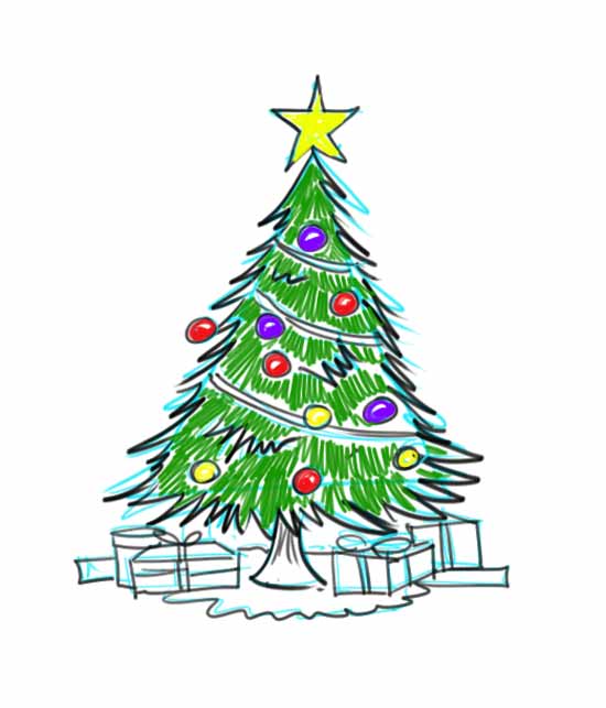 550x643 How To Draw A Christmas Tree