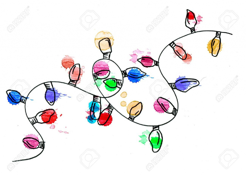 1024x734 Drawing Of Christmas Lights Christmas Light Drawing Merry
