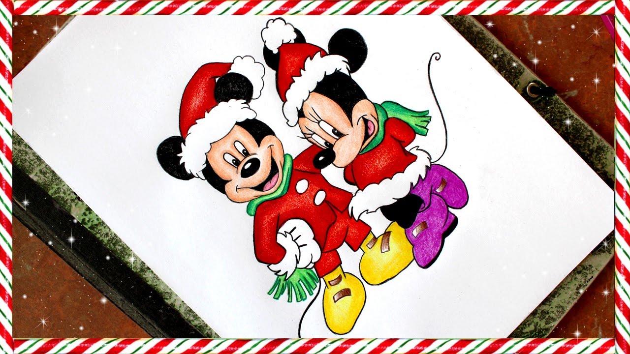 1280x720 Mickey And Minnie Mouse Christmas Drawing