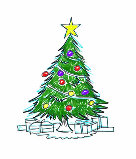 550x643 How To Draw A Christmas Tree
