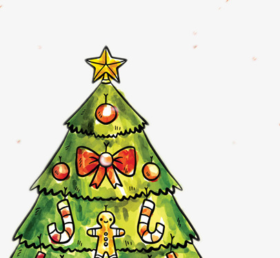 406x373 Painted Christmas Tree, Christmas Ornaments, Hand Drawing, Gold