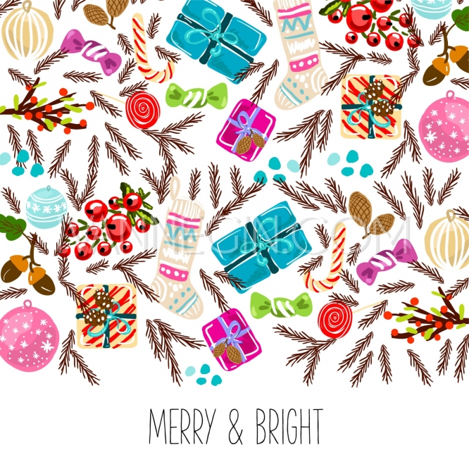 666x666 Merry And Bright Christmas Party Invitation Card Template Hand