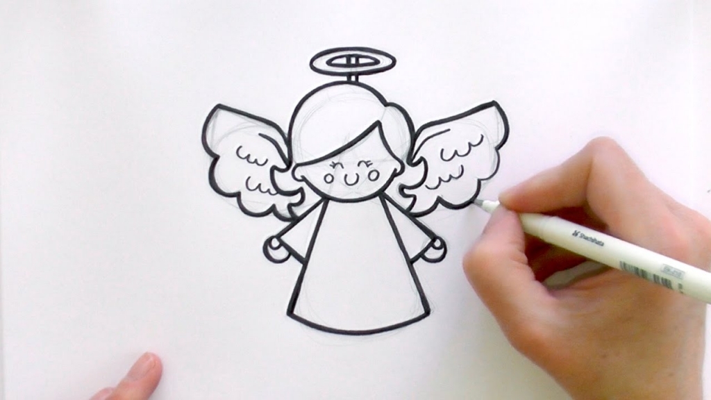 1024x576 Easy Angel Drawings How To Draw A Cartoon Christmas Angel Youtube