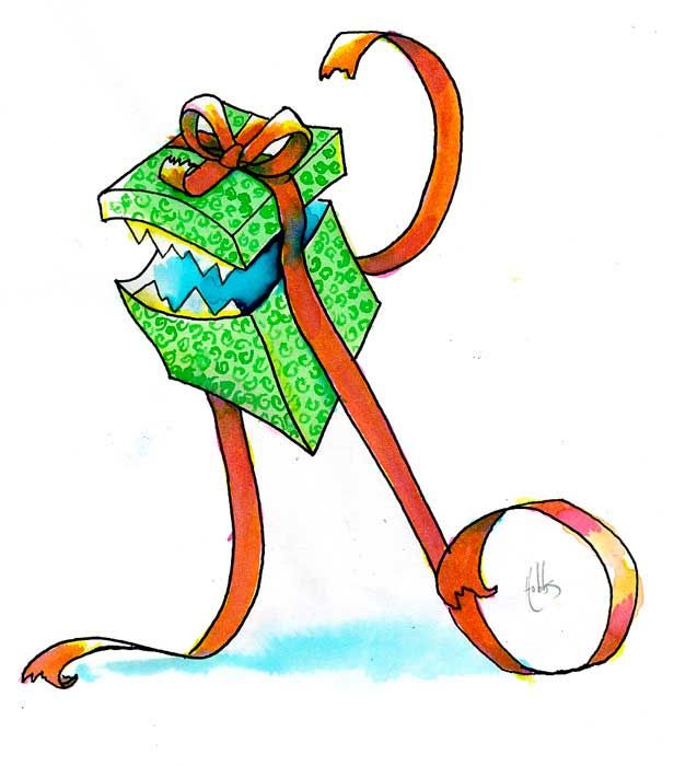 616x700 Evil Christmas Present Attacks Drawing A Merry Scary Christmas