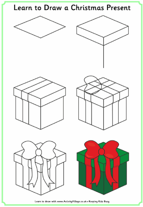 460x664 Learn To Draw A Christmas Pres