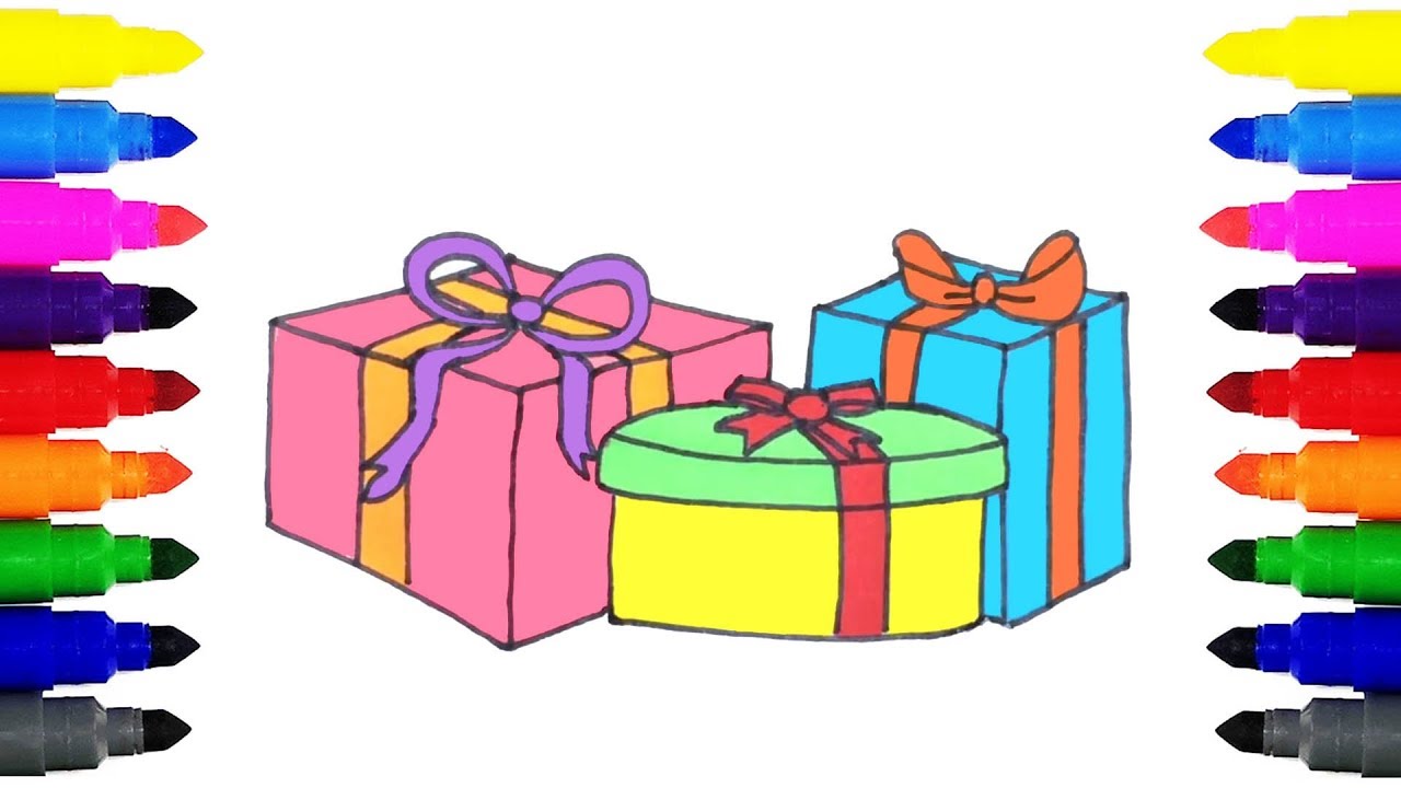 1280x720 How To Draw Christmas Presents Drawing And Coloring Christmas