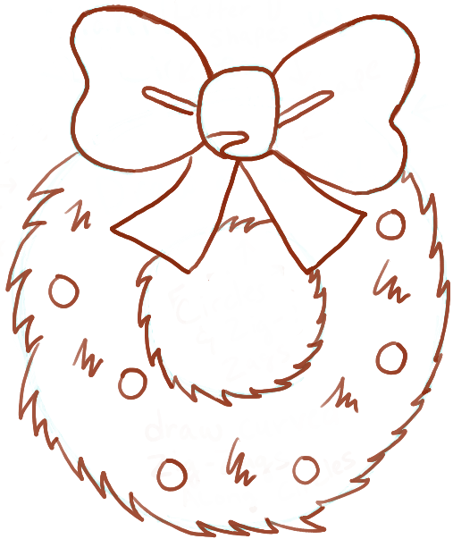 507x603 How To Draw Cartoon Christmas Wreaths