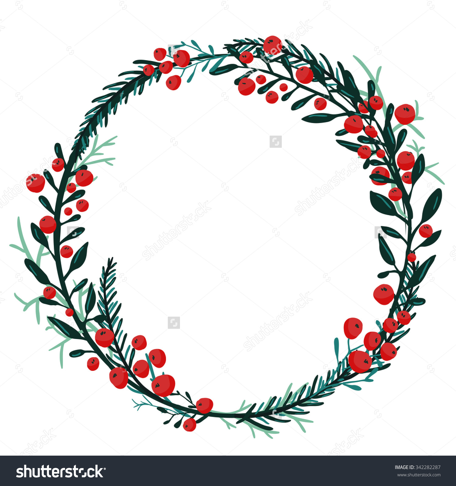 1500x1600 Christmas Wreath Utees Red Berries, Wreaths