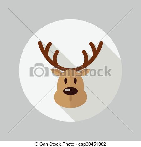 450x470 Christmas Reindeer Flat Icon With Long Shadow Vector