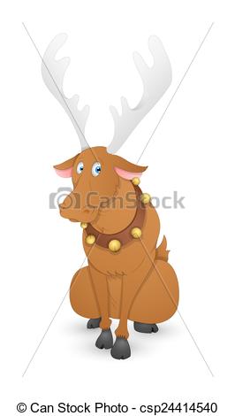 266x470 Funny Dasher Christmas Reindeer. Cartoon Scared Xmas Dasher Eps