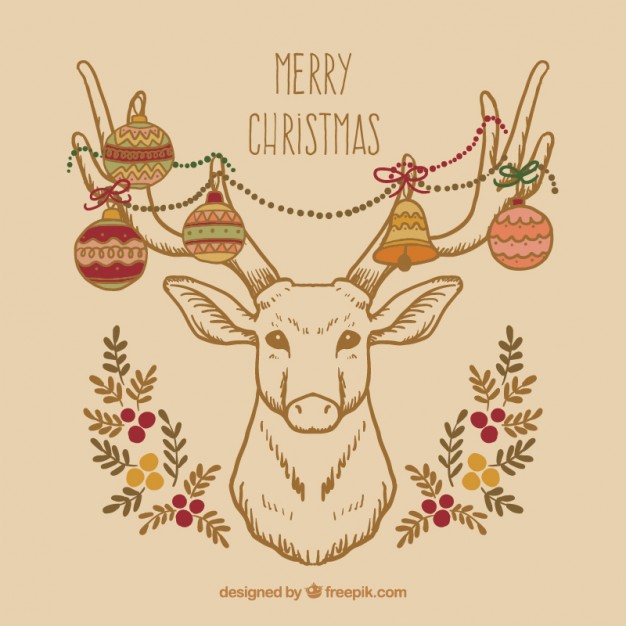 626x626 Hand Drawn Christmas Reindeer Card Vector Premium Download