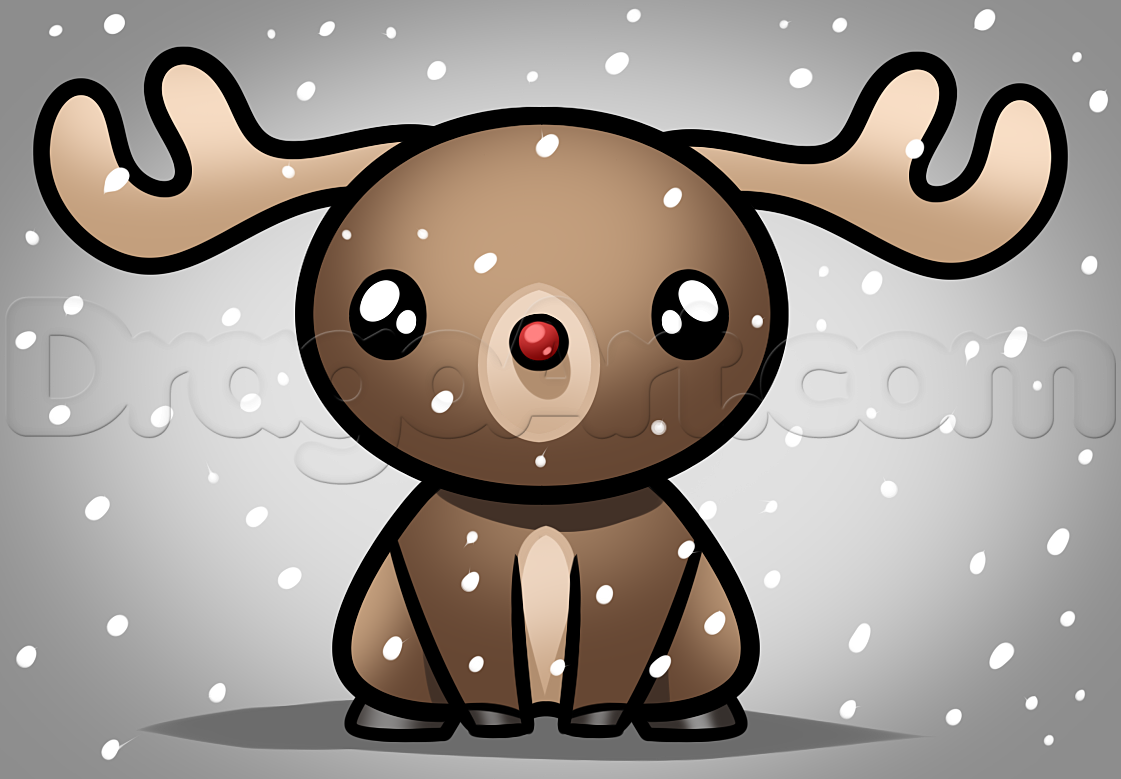 1121x779 How To Draw Kawaii Rudolph Diy Drawing Kawaii