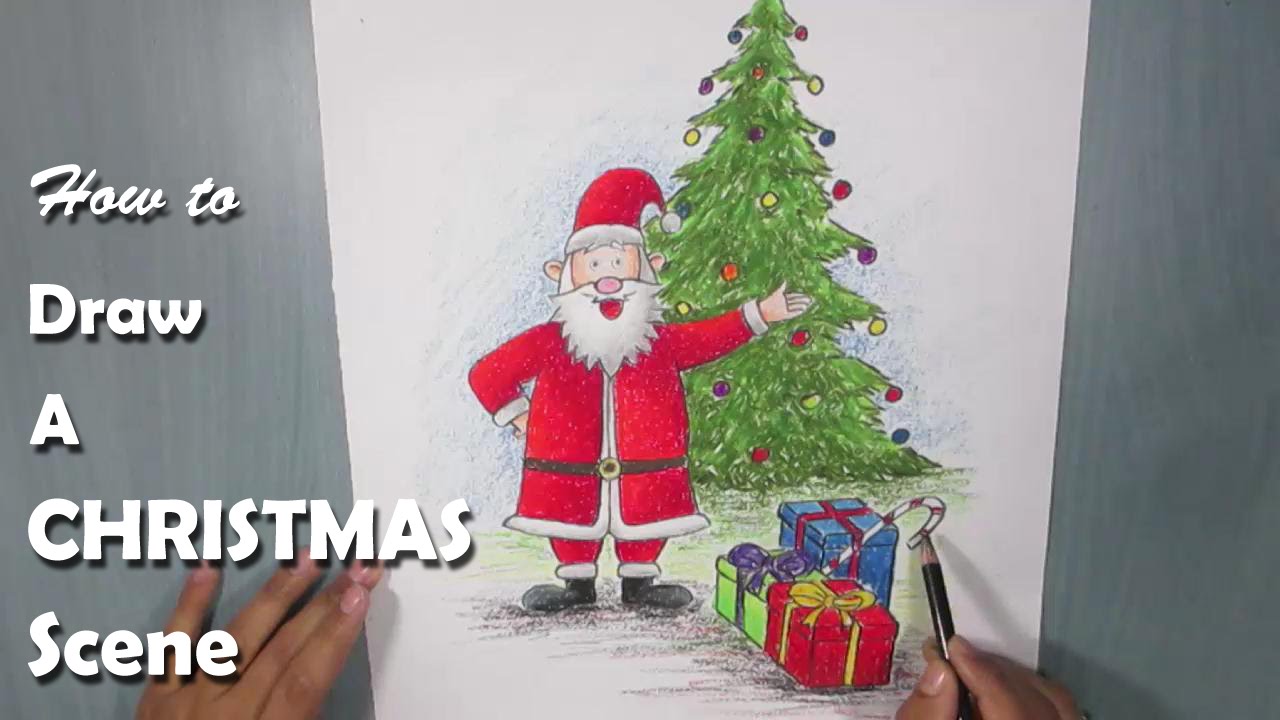 1280x720 How To Draw A Christmas Scene With Oil Pastel