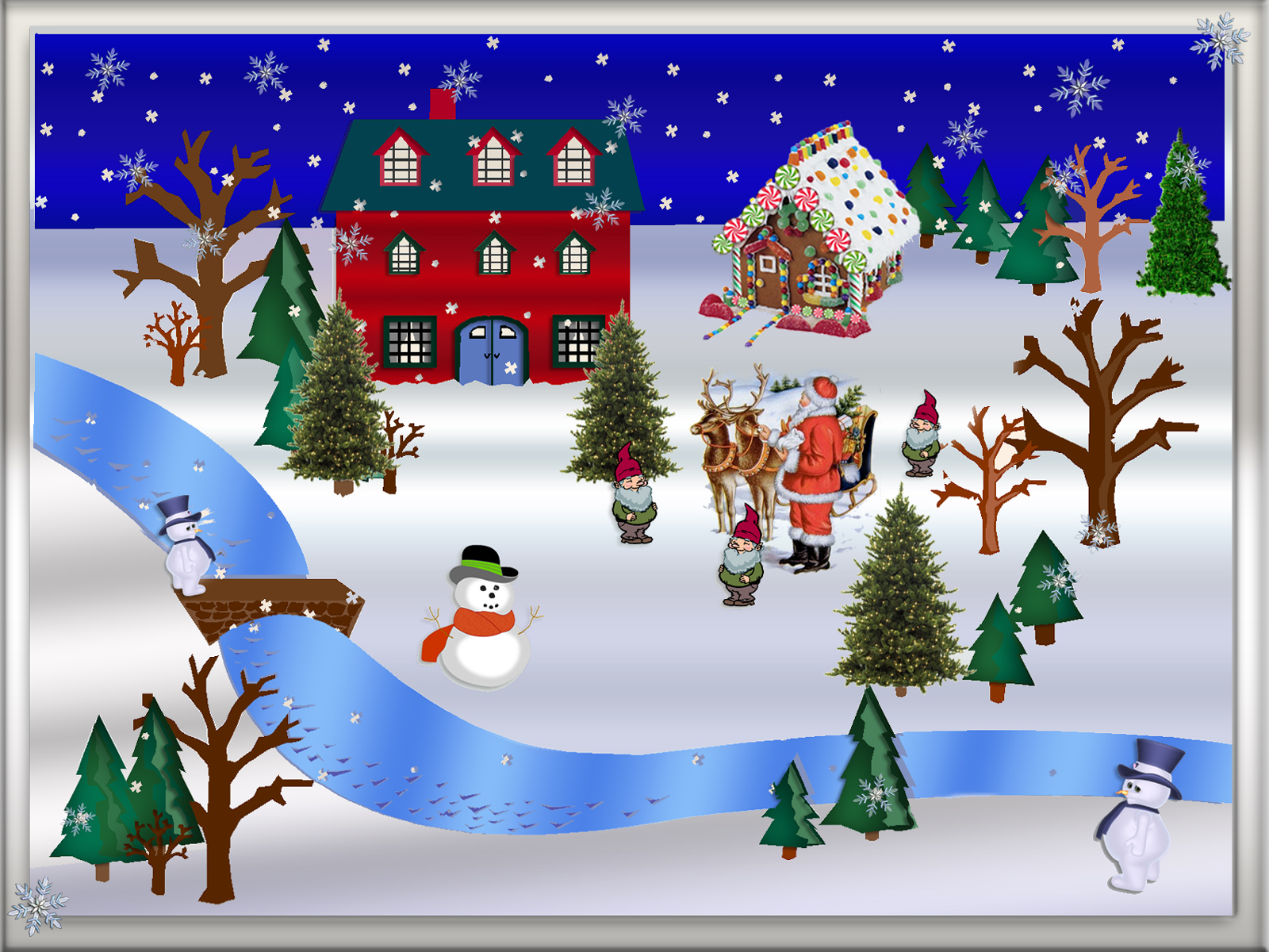 Cartoon Christmas Scene Drawing : Christmas Illustration Of Winter ...