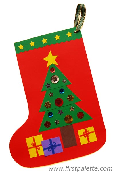 400x600 Paper Christmas Stocking Craft Kids' Crafts