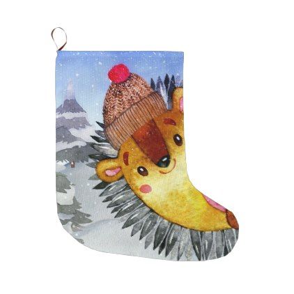 422x422 Winter Forest Woodland Friends Hedgehog Drawing Large Christmas