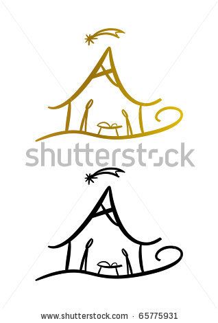 318x470 Modern Line Stable Drawing Christmas Symbols
