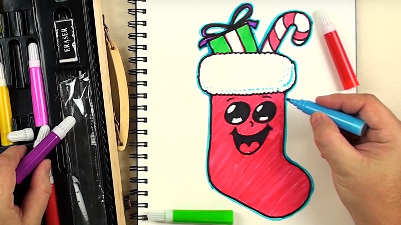 1280x720 How To Draw A Cute Christmas Stocking Emoji For Beginners