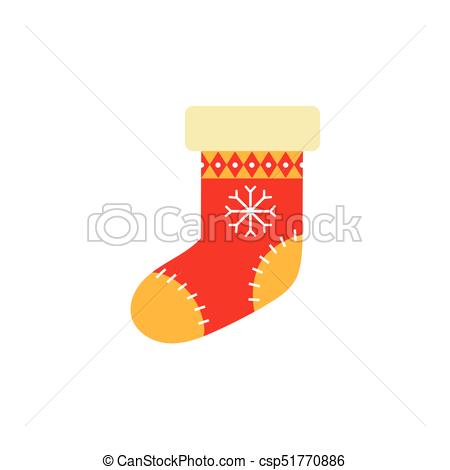 450x470 Flat Style Knitted Christmas Stocking, Xmas Icon. Flat Style