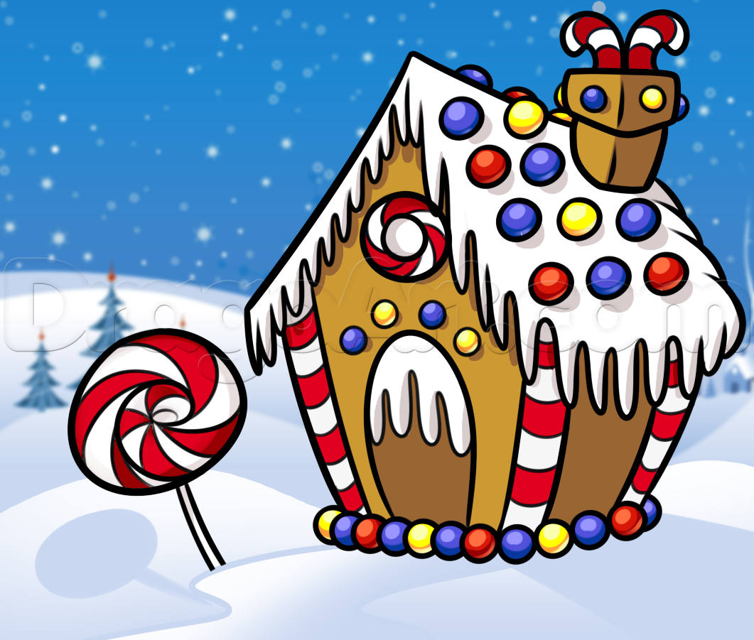 1061x901 How To Draw A Gingerbread House, Step By Step, Christmas Stuff