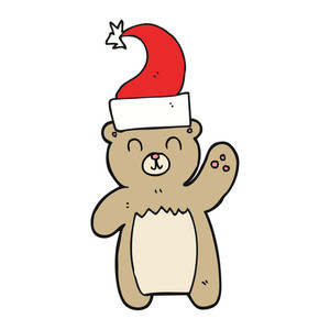 300x300 Freehand Drawing Of A Cartoon Teddy Bear Waving Royalty Free Stock