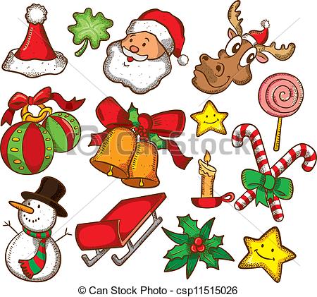 450x421 Cosy Drawings Of Christmas Stuff Opulent Vector Illustration Set