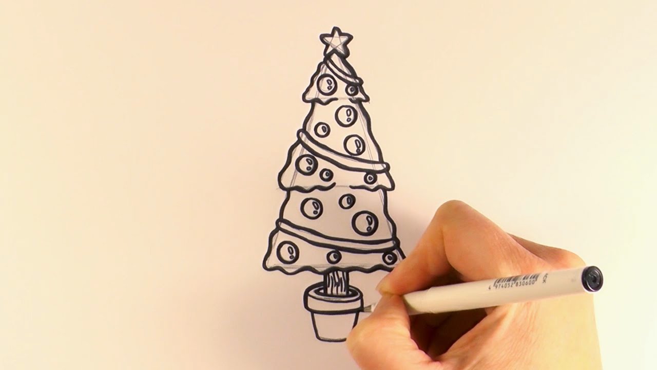 1280x720 How To Draw A Christmas Tree And Decorations