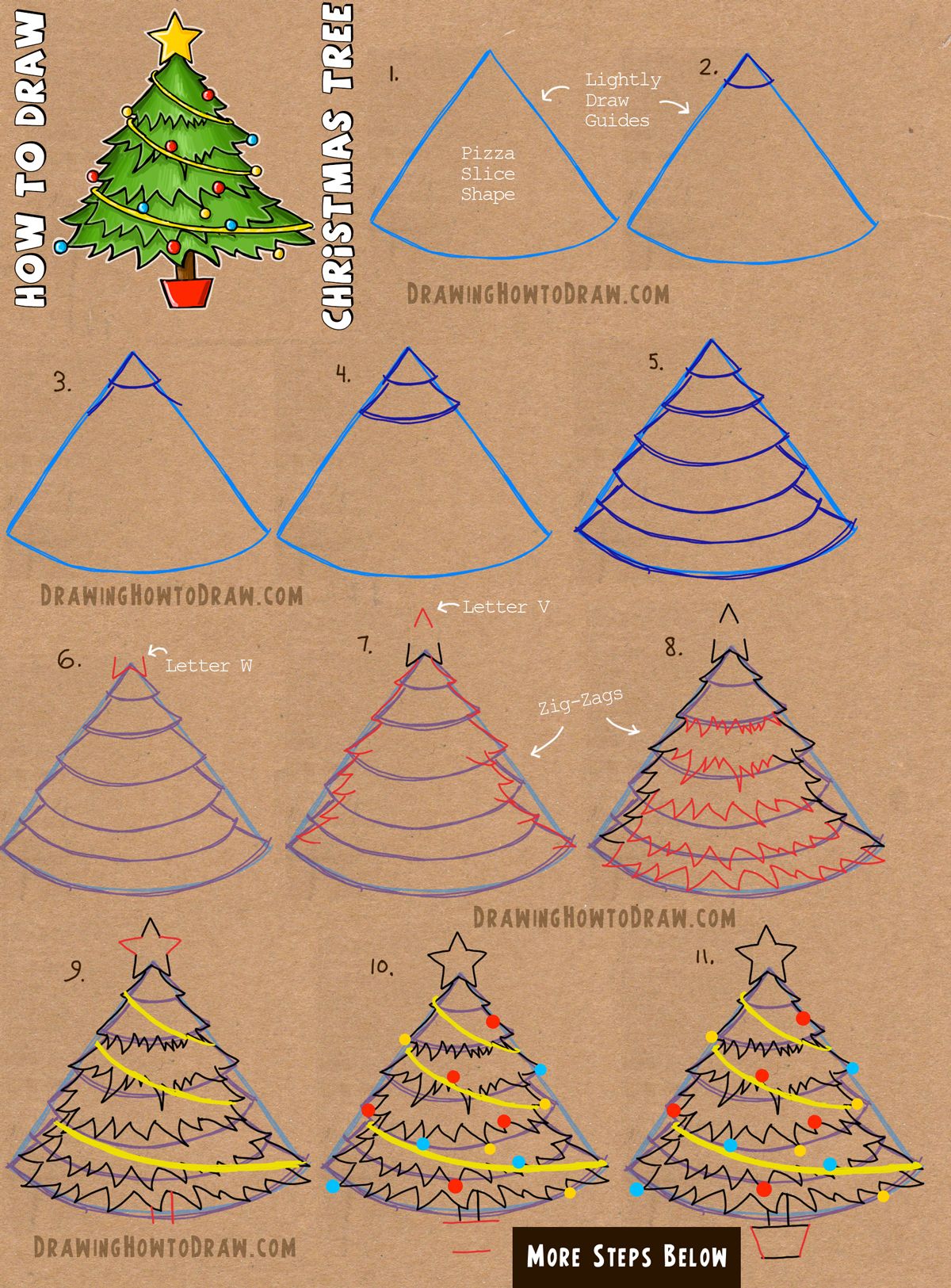 1200x1625 How To Draw A Christmas Tree With Simple Step By Step Tutorial