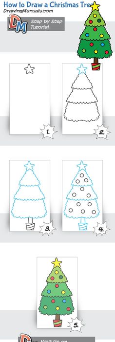 236x700 How To Draw A Christmas Tree Step By Step Drawing Tutorial