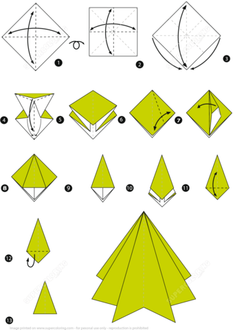 339x480 Origami Step By Step Instructions Of A Christmas Tree Free
