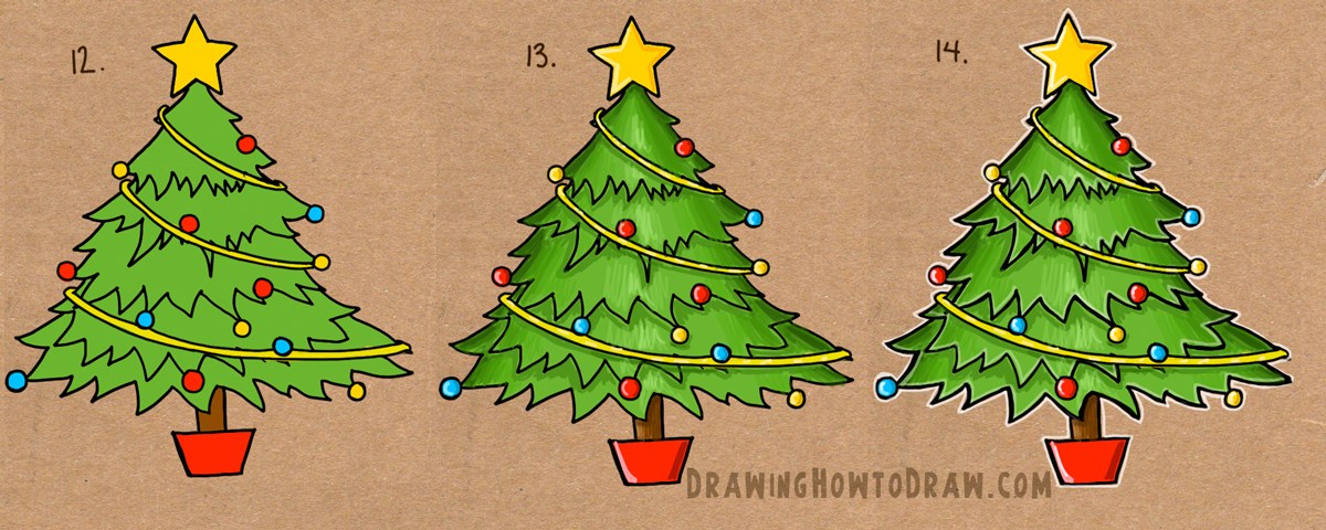 1200x480 How To Draw And Decorate A Christmas Tree