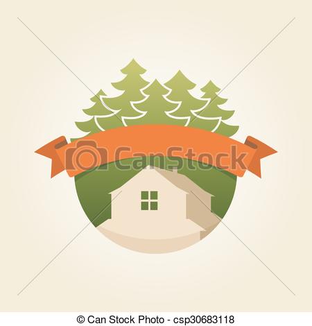 450x470 Print. House In Highland Logo Sample, Vector Template Vector Clip