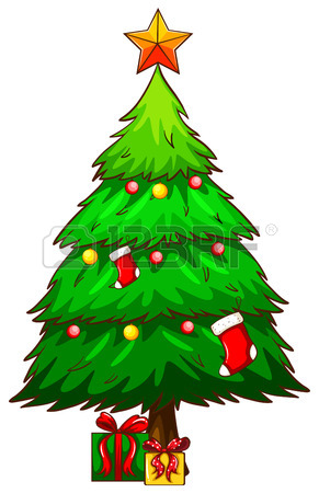 291x450 Illustration Of A Sketch Of A Christmas Tree With Santa Claus