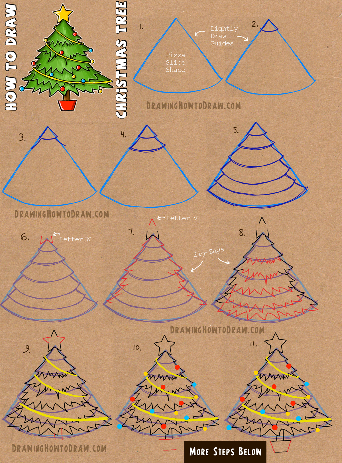 1200x1625 How To Draw A Christmas Tree With Simple Step By Step Tutorial