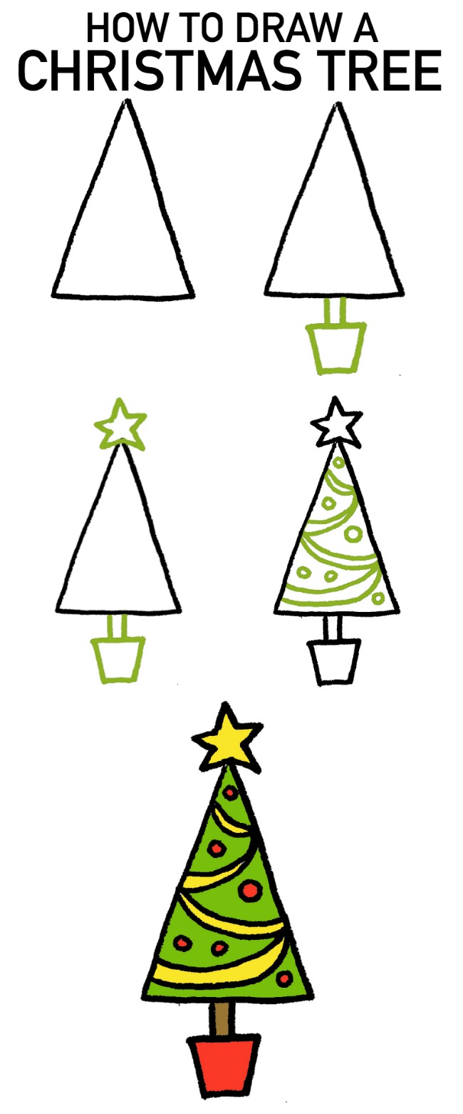 650x1562 Steps To Drawing A Christmas Tree