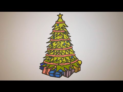 480x360 How To Draw A Christmas Tree With Presents Step By Step