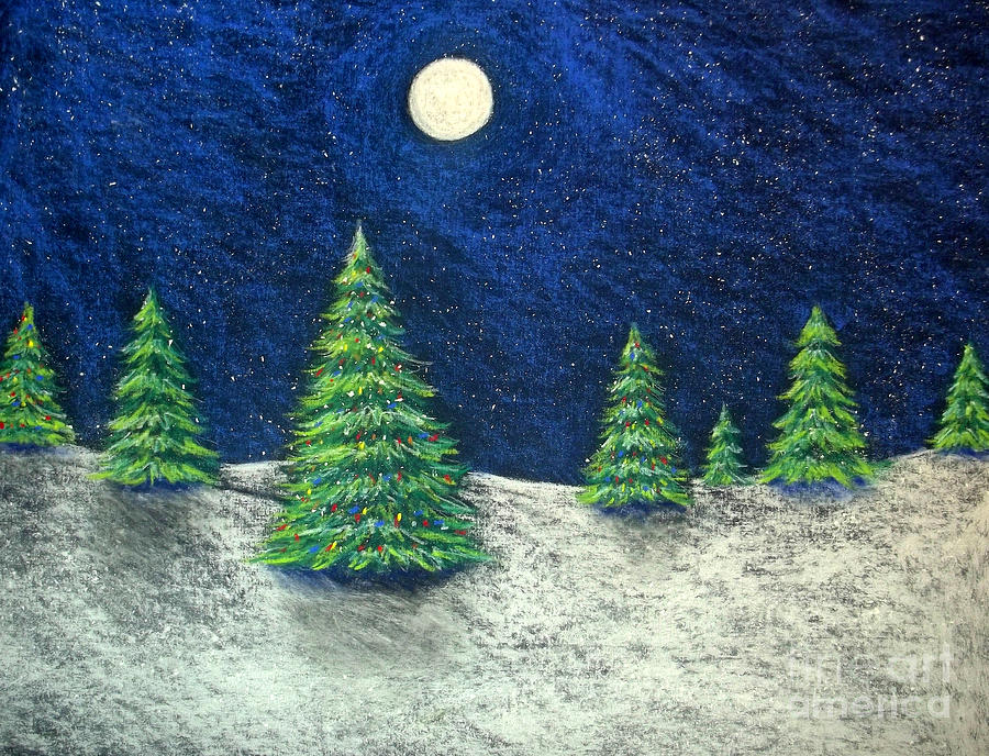 900x688 Christmas Trees In The Snow Drawing By Nancy Mueller